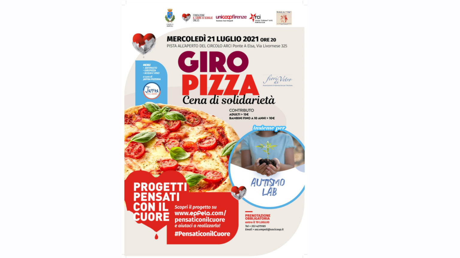 Giro pizza il 21 luglio cena di solidarietà per Autismo Lab Informatore