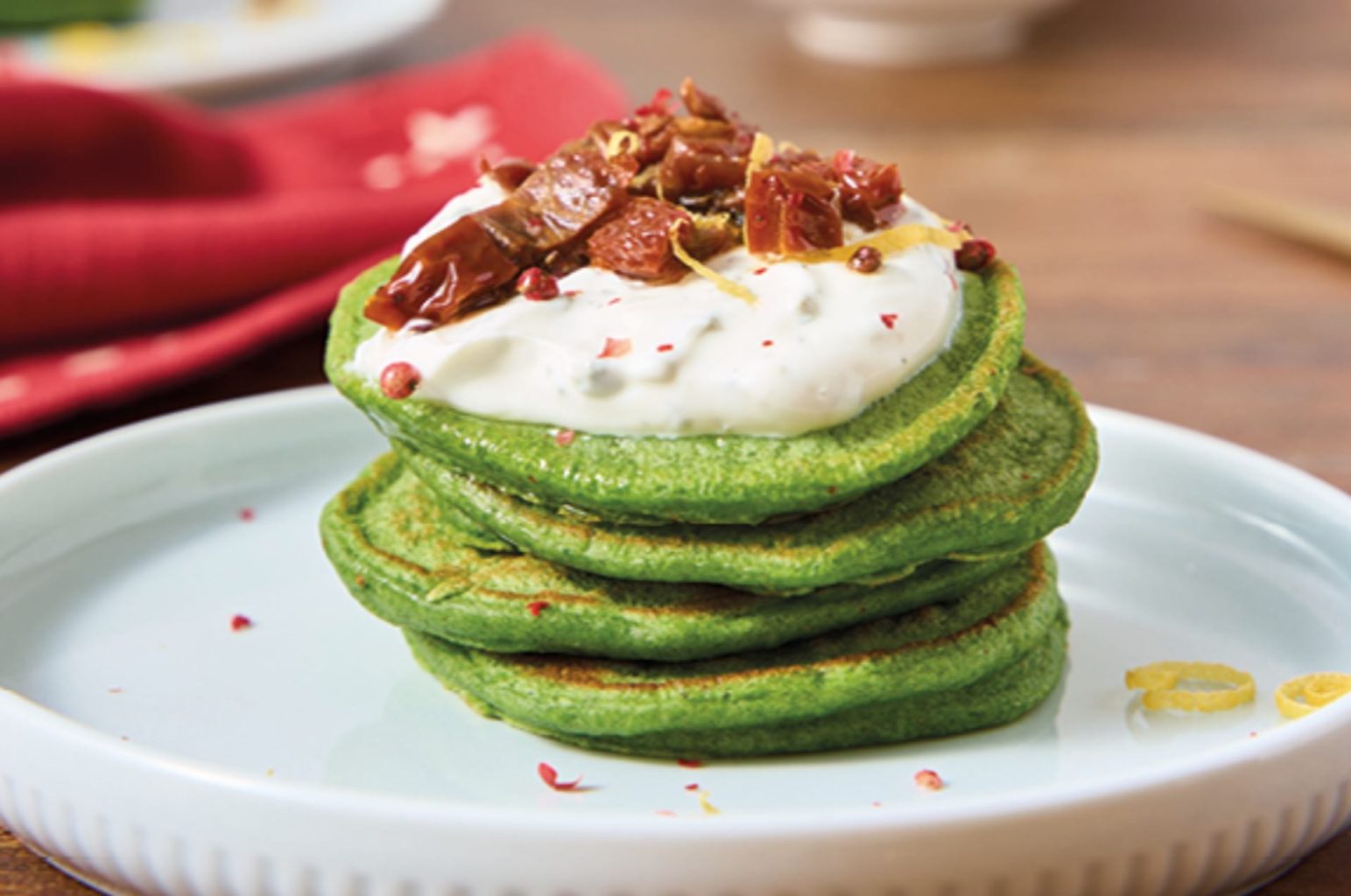 Pancakes Salati Agli Spinaci Con Salsa Allo Yogurt E Pomodorini Secchi ...