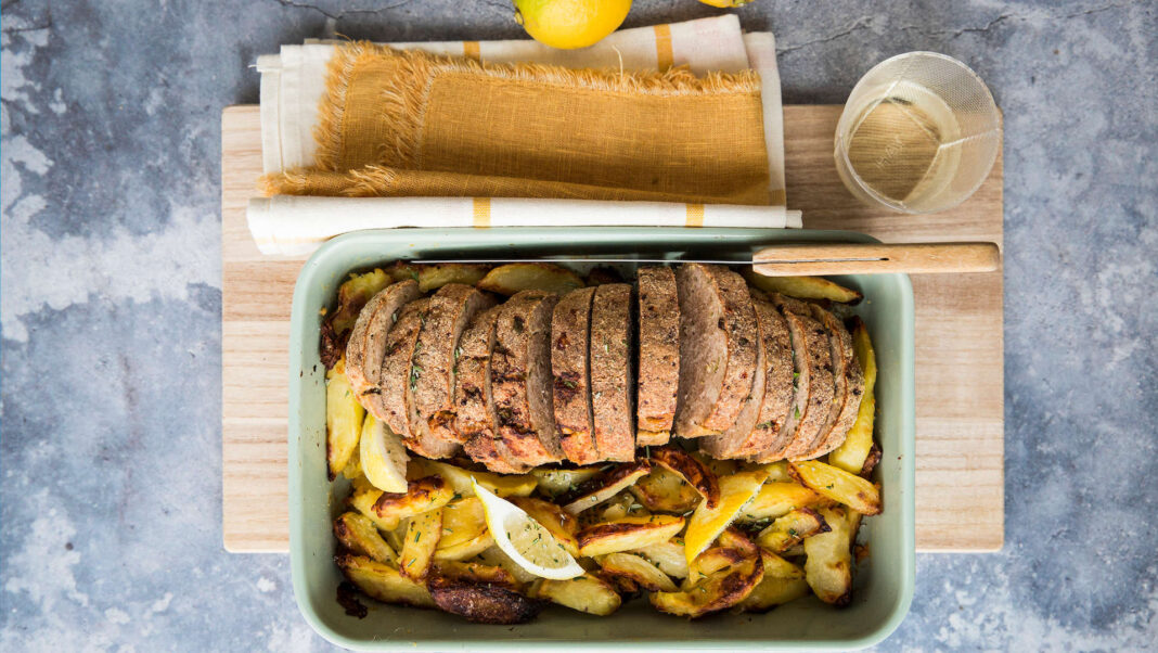 Polpettone al vino con patate