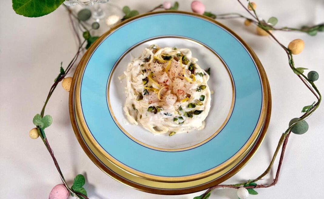 Linguine al limone e ricotta con gamberi