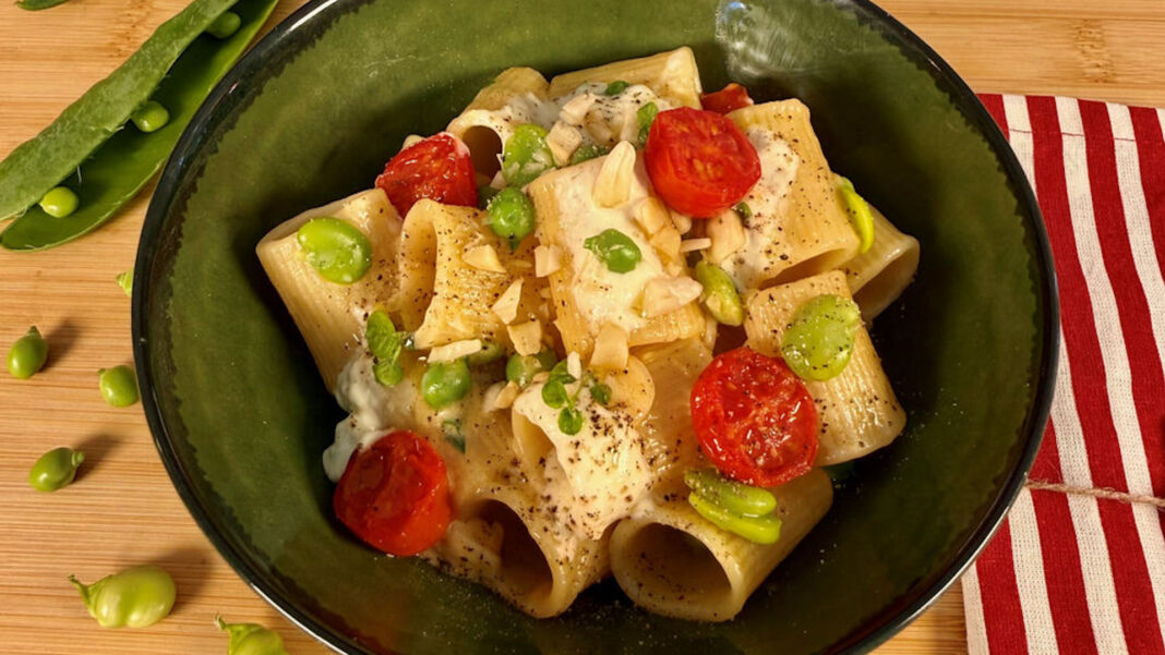 Mezze maniche rigate di primavera