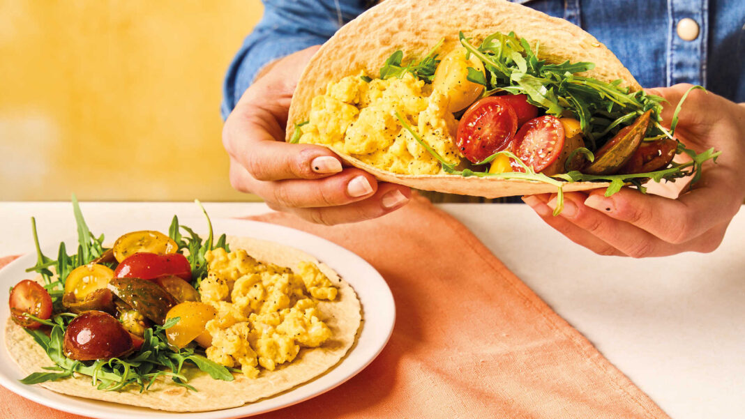 Tacos con uova strapazzate al microonde